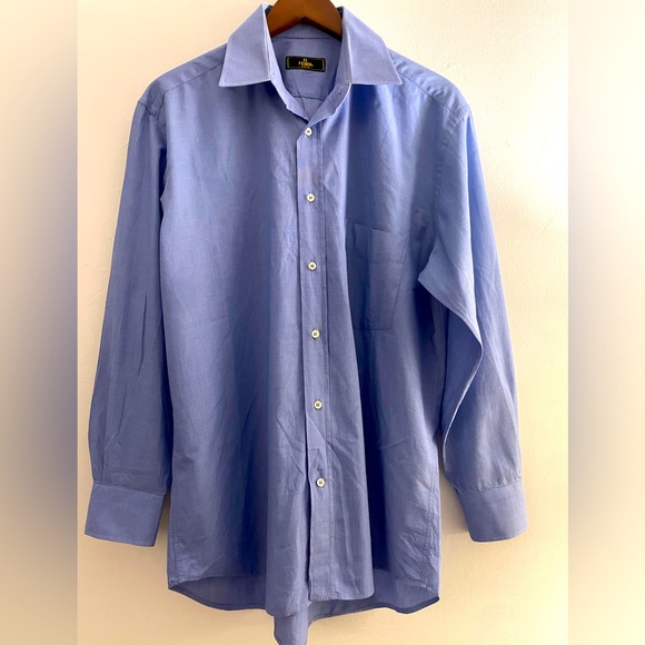 Fendi mens dress shirt blue size 15 3/4 x 33 arm with chest pocket - Picture 2 of 4